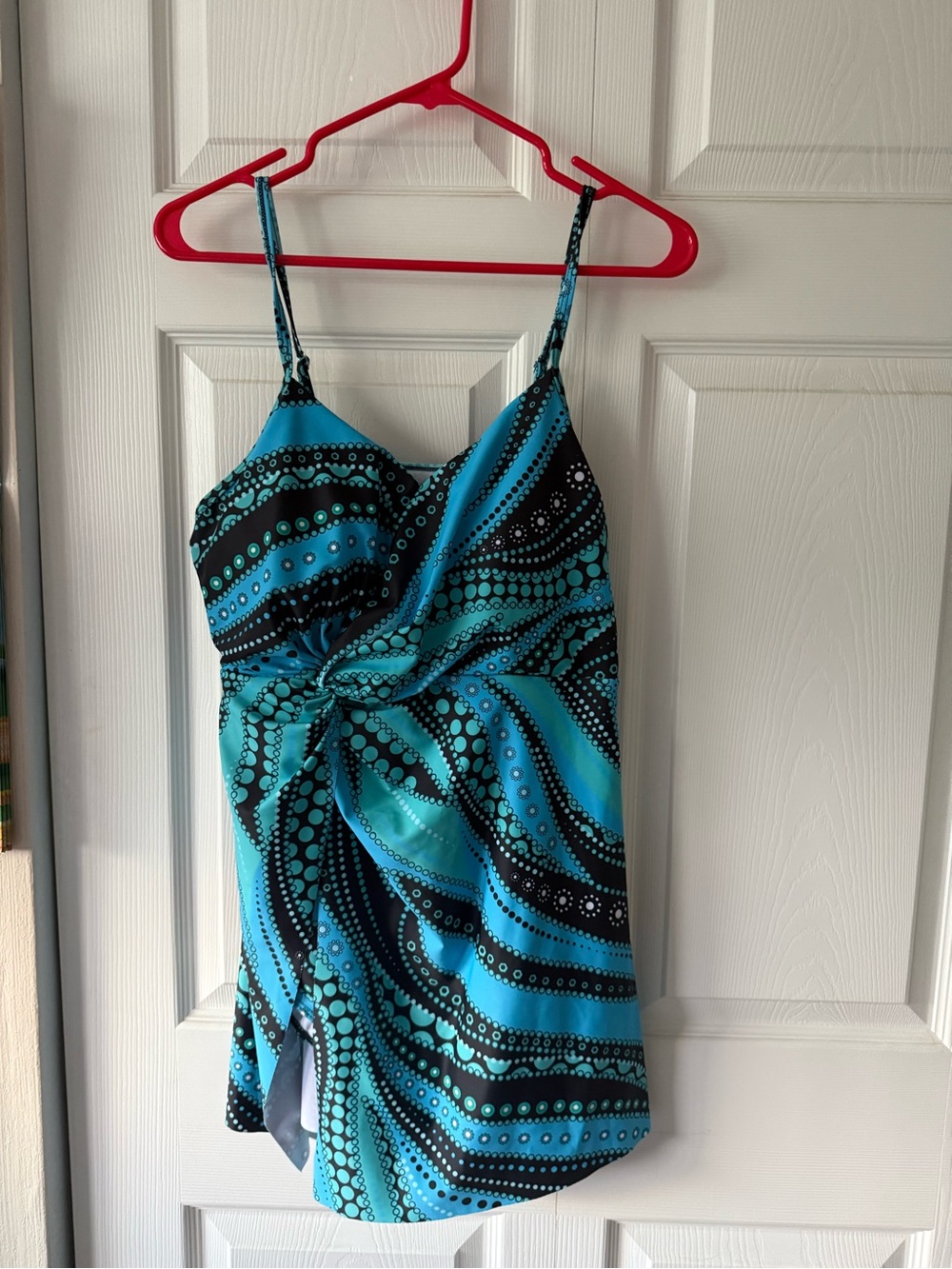 Grace Karin Blue and Black Knot-Front One-Piece Swimsuit